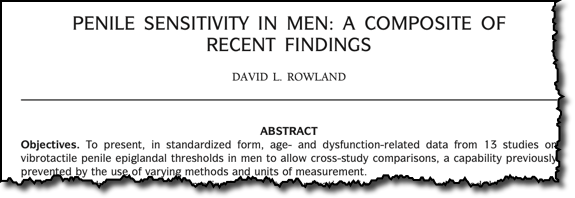 PENILE SENSITIVITY IN MEN: A COMPOSITE OF RECENT FINDINGS 