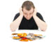 Man and medicines on a white background